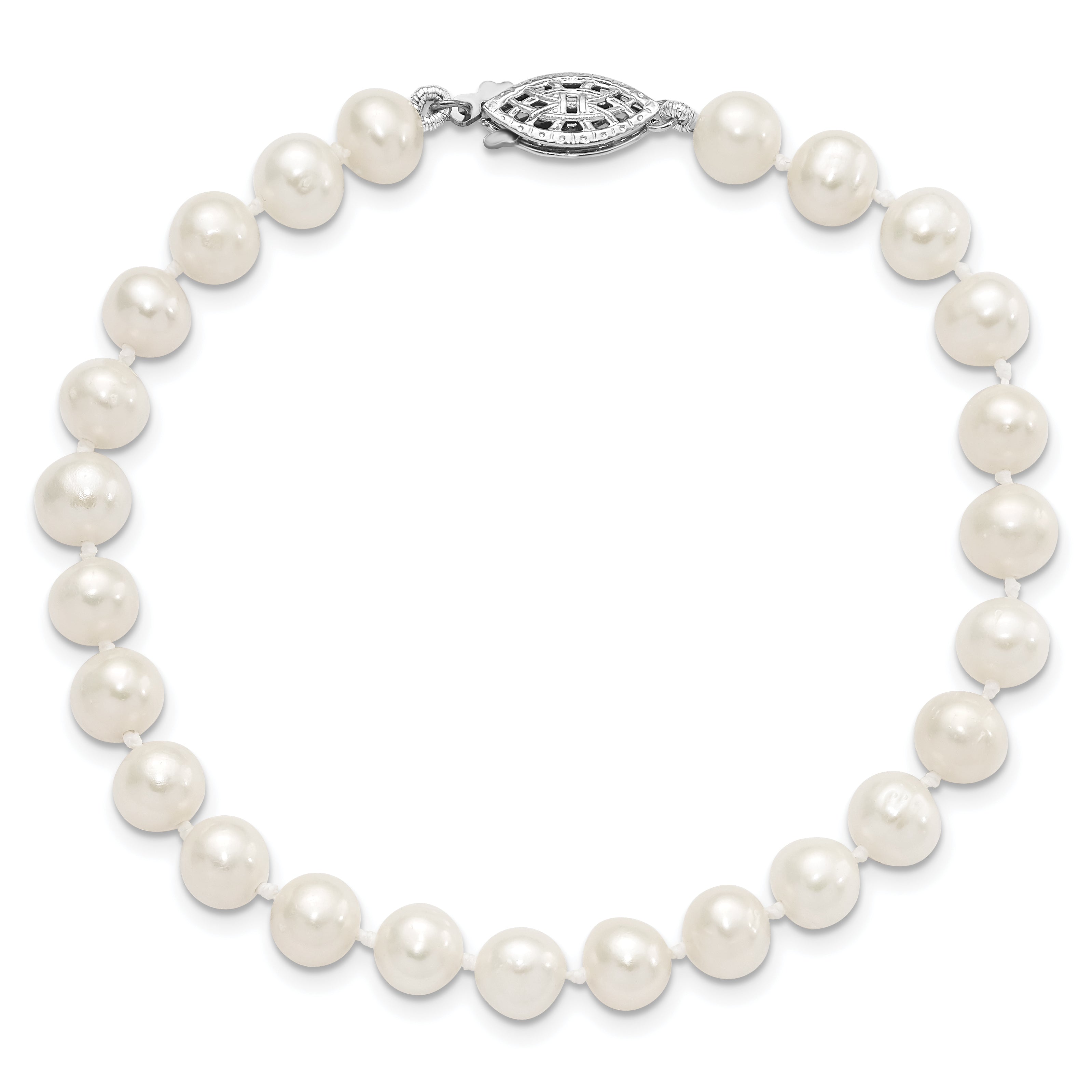 Women's Sterling Silver Rhodium-Plated 6-7mm Freshwater Cultured Pearl Bracelet