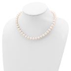 Sterling Silver Rhodium-plated 8-9mm White Near-Round Freshwater Cultured Pearl 28 inch Necklace
