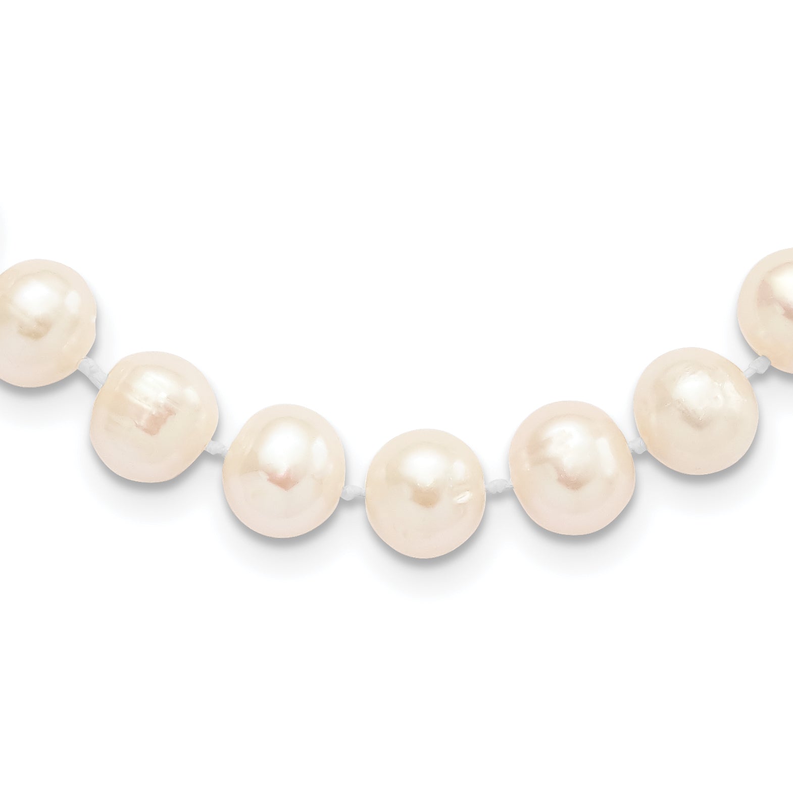 Sterling Silver Rhodium-plated 8-9mm White Near-Round Freshwater Cultured Pearl 28 inch Necklace
