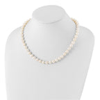 Sterling Silver Rhodium-plated 8-9mm White Near-Round Freshwater Cultured Pearl Necklace