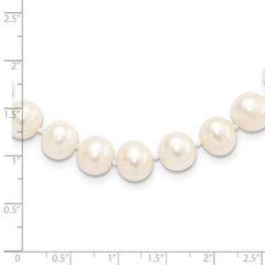 Sterling Silver Rhodium-plated 9-10mm White Near-Round Freshwater Cultured Pearl 24 inch Necklace