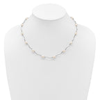 Sterling Silver Rhodium-plated 6-7mm White Rice Freshwater Cultured Pearl 16-Station 18 inch Necklace