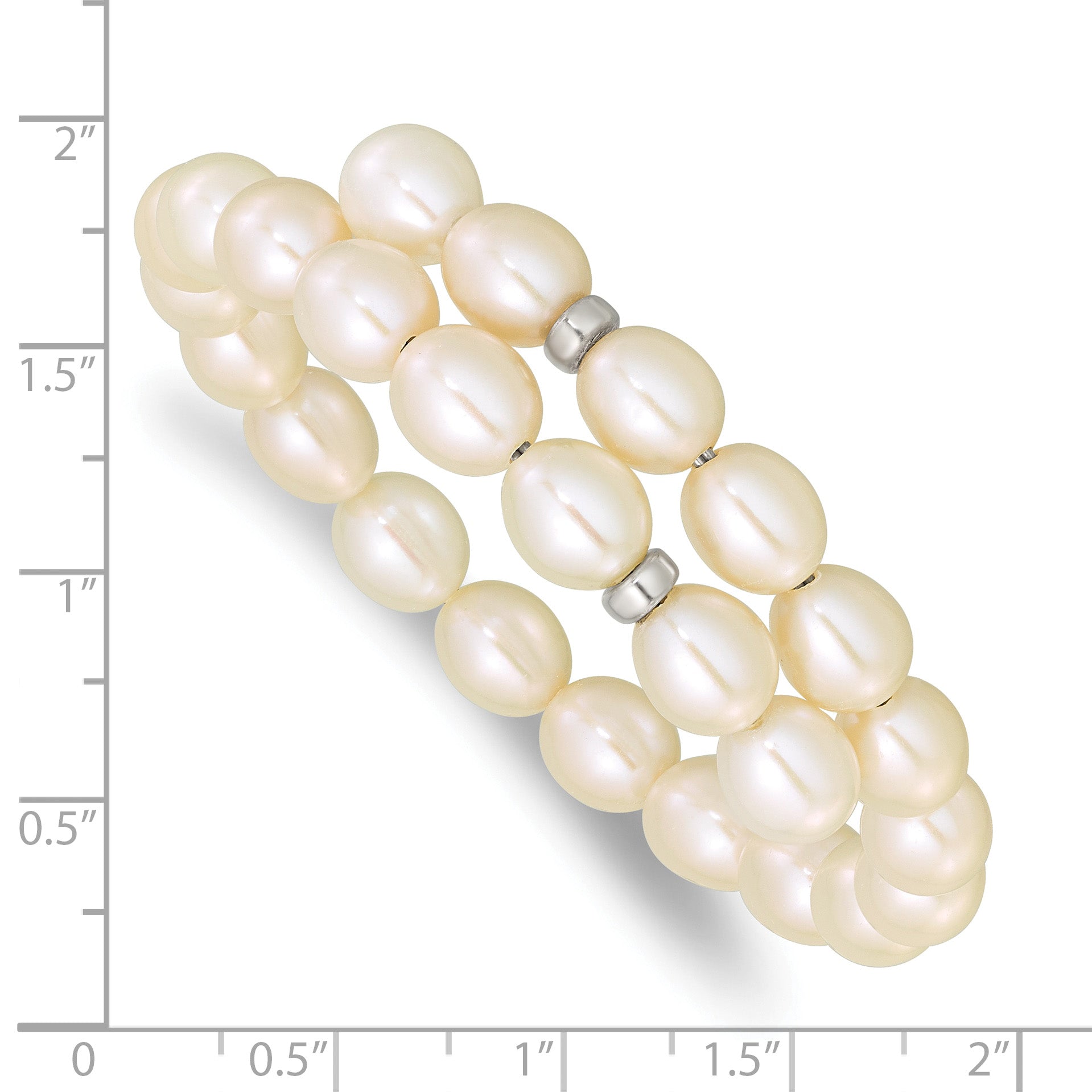 Sterling Silver Rhodium-plated 7-8mm White Rice Freshwater Cultured Pearl Flexible 7.5 inch Bracelet