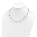 Sterling Silver Rhodium-plated 6-7mm Pink Near-Round Freshwater Cultured Pearl 18-Station 18 inch Necklace