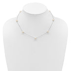 Sterling Silver Rhodium-plated 7-8mm White Near-Round Freshwater Cultured Pearl 7-Station 17 inch with 2 inch Extension Necklace
