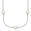 Sterling Silver Rhodium-plated 7-8mm White Near-Round Freshwater Cultured Pearl 7-Station 17 inch with 2 inch Extension Necklace