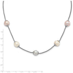 Sterling Silver 9-11mm Multi-color Freshwater Cultured Pearl With  2in ext. Necklace