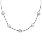 Sterling Silver 9-11mm Multi-color Freshwater Cultured Pearl With  2in ext. Necklace