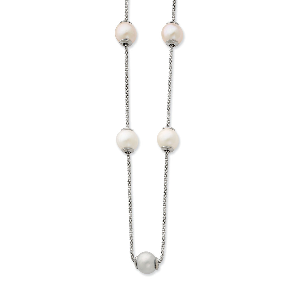 Sterling Silver 9-11mm Multi-color Freshwater Cultured Pearl With  2in ext. Necklace