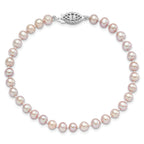 Sterling Silver Rhodium-plated 5-6mm Purple Near-Round Freshwater Cultured Pearl 7.25 inch Bracelet