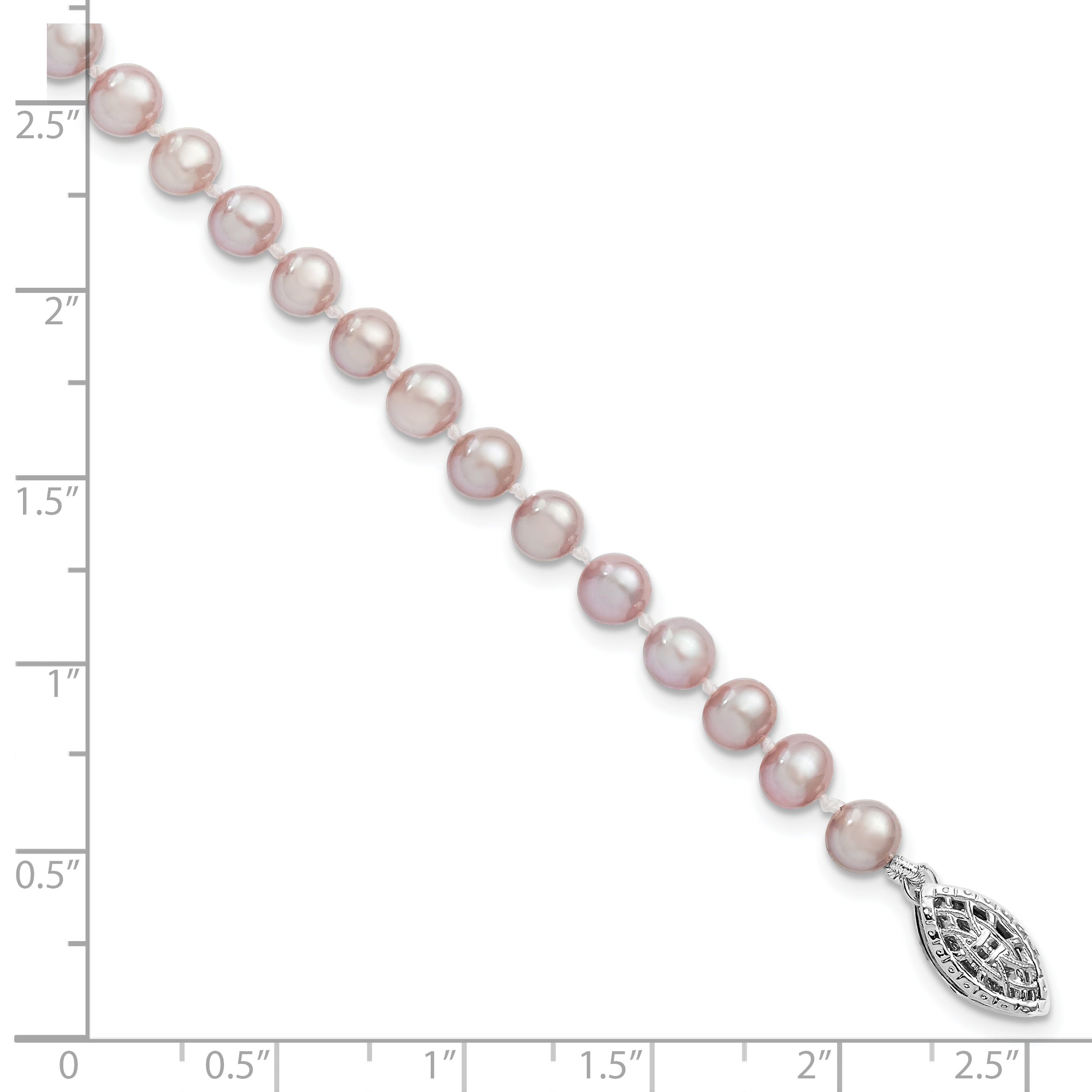 Sterling Silver Rhodium-plated 5-6mm Purple Near-Round Freshwater Cultured Pearl 7.25 inch Bracelet