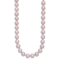 Sterling Silver Rhodium-plated 9-10mm Purple Near-Round Freshwater Cultured Pearl 24 inch Necklace