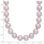 Sterling Silver Rhodium-plated 9-10mm Purple Near-Round Freshwater Cultured Pearl 24 inch Necklace