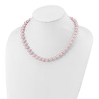 Sterling Silver Rhodium-plated 9-10mm Purple Near-Round Freshwater Cultured Pearl 18 inch Necklace