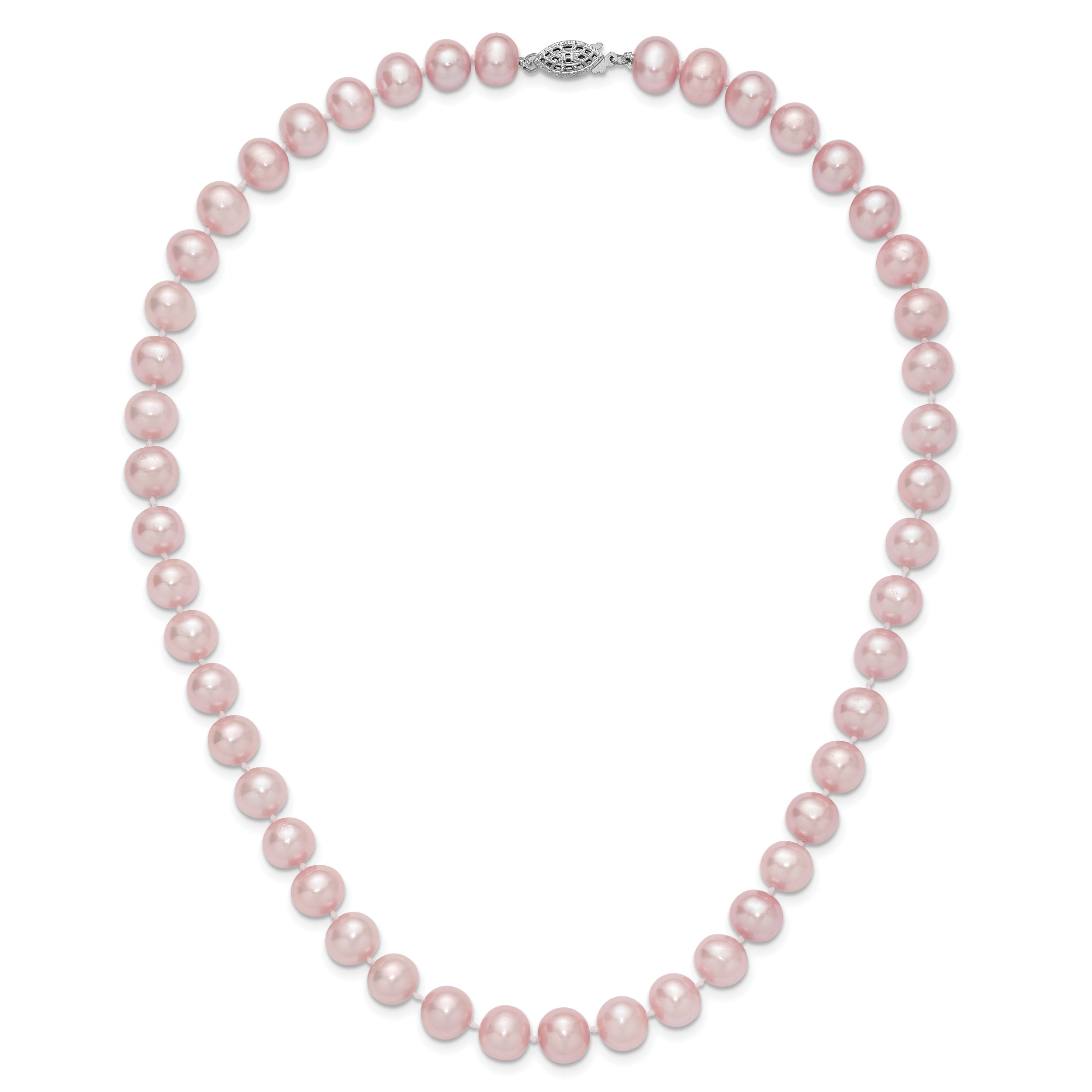 Sterling Silver Rhodium-plated 9-10mm Purple Near-Round Freshwater Cultured Pearl 18 inch Necklace