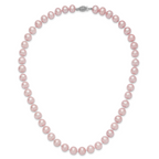 Sterling Silver Rhodium-plated 9-10mm Purple Near-Round Freshwater Cultured Pearl 18 inch Necklace