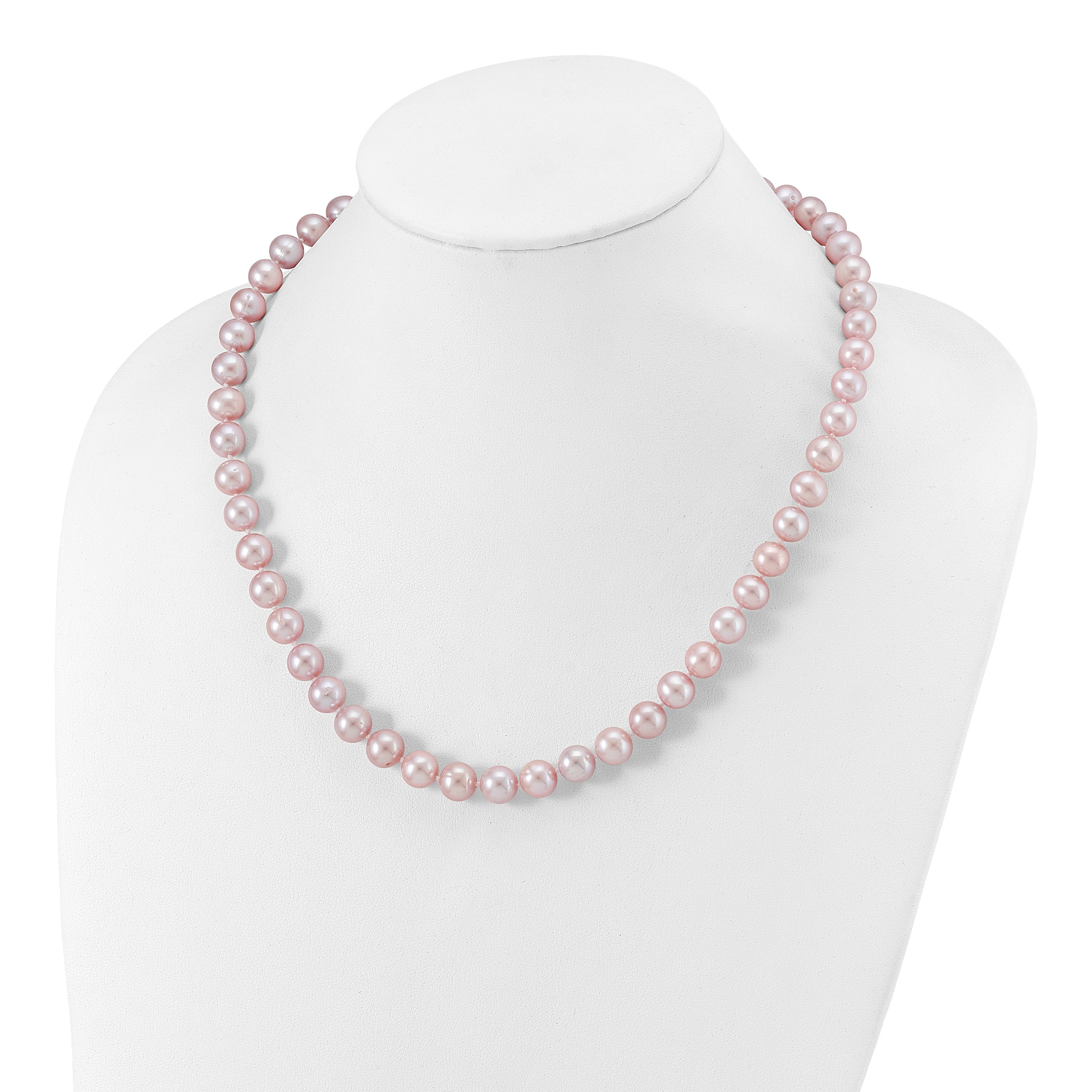 Sterling Silver Rhodium-plated 9-10mm Purple Near-Round Freshwater Cultured Pearl 20 inch Necklace