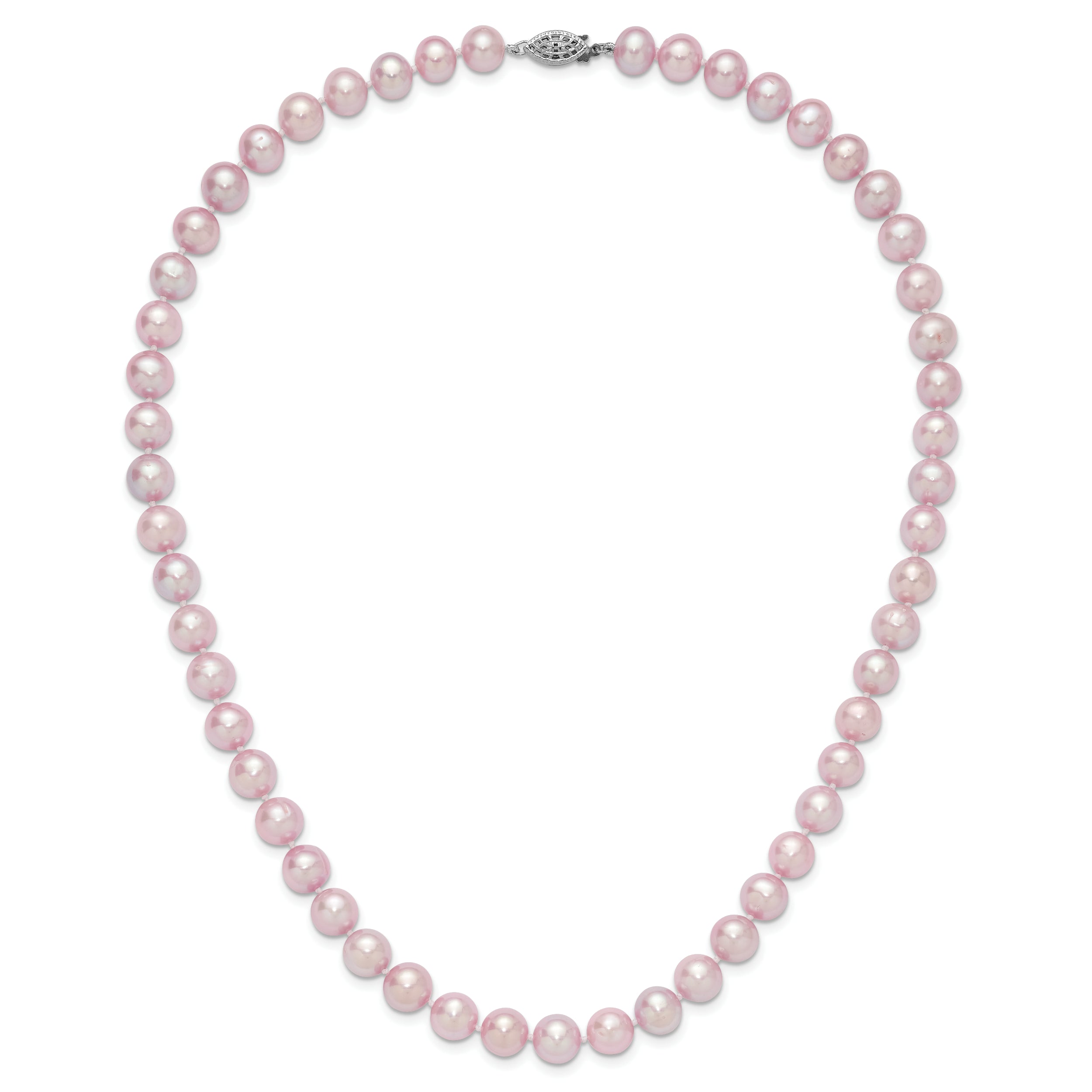 Sterling Silver Rhodium-plated 9-10mm Purple Near-Round Freshwater Cultured Pearl 20 inch Necklace