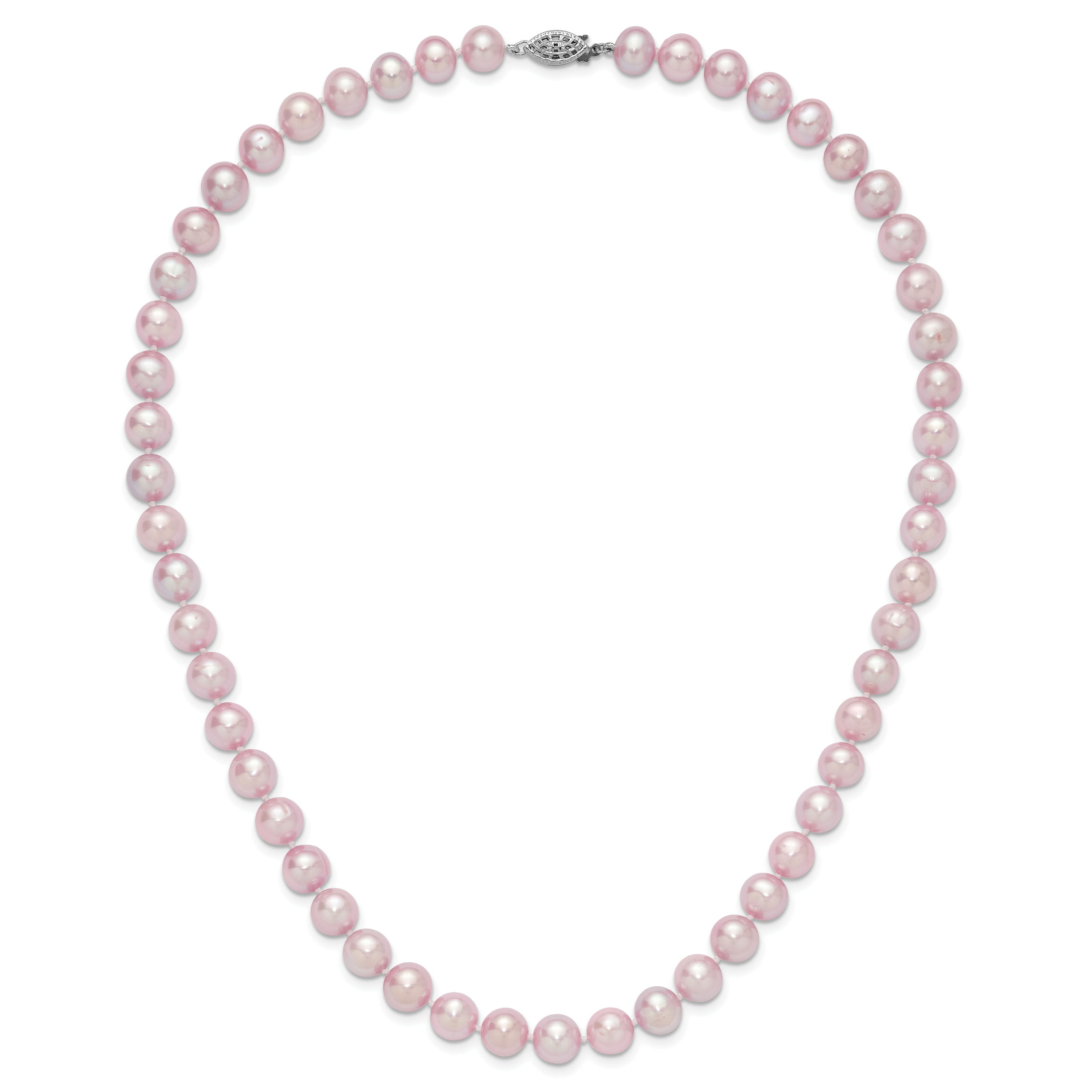 Sterling Silver Rhodium-plated 9-10mm Purple Near-Round Freshwater Cultured Pearl 20 inch Necklace