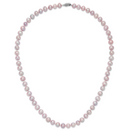Sterling Silver Rhodium-plated 9-10mm Purple Near-Round Freshwater Cultured Pearl 24 inch Necklace