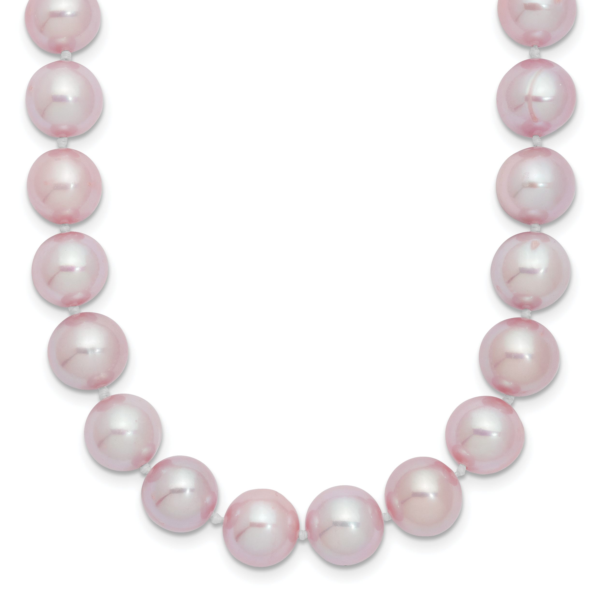 Sterling Silver Rhodium-plated 9-10mm Purple Near-Round Freshwater Cultured Pearl 24 inch Necklace Main image