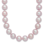 Sterling Silver Rhodium-plated 9-10mm Purple Near-Round Freshwater Cultured Pearl 24 inch Necklace