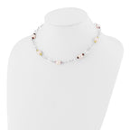Sterling Silver 8-9mm Purple Freshwater Cultured Pearl & Multicolor Stone With 2in ext. Necklace