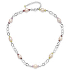 Sterling Silver 8-9mm Purple Freshwater Cultured Pearl & Multicolor Stone With 2in ext. Necklace