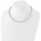 Sterling Silver Rhodium-plated 6-7mm Purple Near-Round Freshwater Cultured Pearl 24 inch Necklace