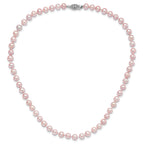 Sterling Silver Rhodium-plated 6-7mm Purple Near-Round Freshwater Cultured Pearl 24 inch Necklace