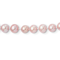 Sterling Silver Rhodium-plated 6-7mm Purple Near-Round Freshwater Cultured Pearl 24 inch Necklace