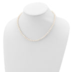 Sterling Silver Rhodium-plated 5-6mm White Near-Round Freshwater Cultured Pearl Necklace