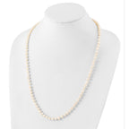 Sterling Silver Rhodium-plated 5-6mm White Near-Round Freshwater Cultured Pearl Necklace