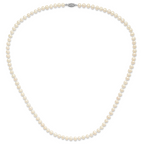 Sterling Silver Rhodium-plated 5-6mm White Near-Round Freshwater Cultured Pearl Necklace