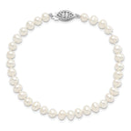 Women's Sterling Silver Rhodium-Plated 5-6mm Freshwater Cultured Pearl Bracelet