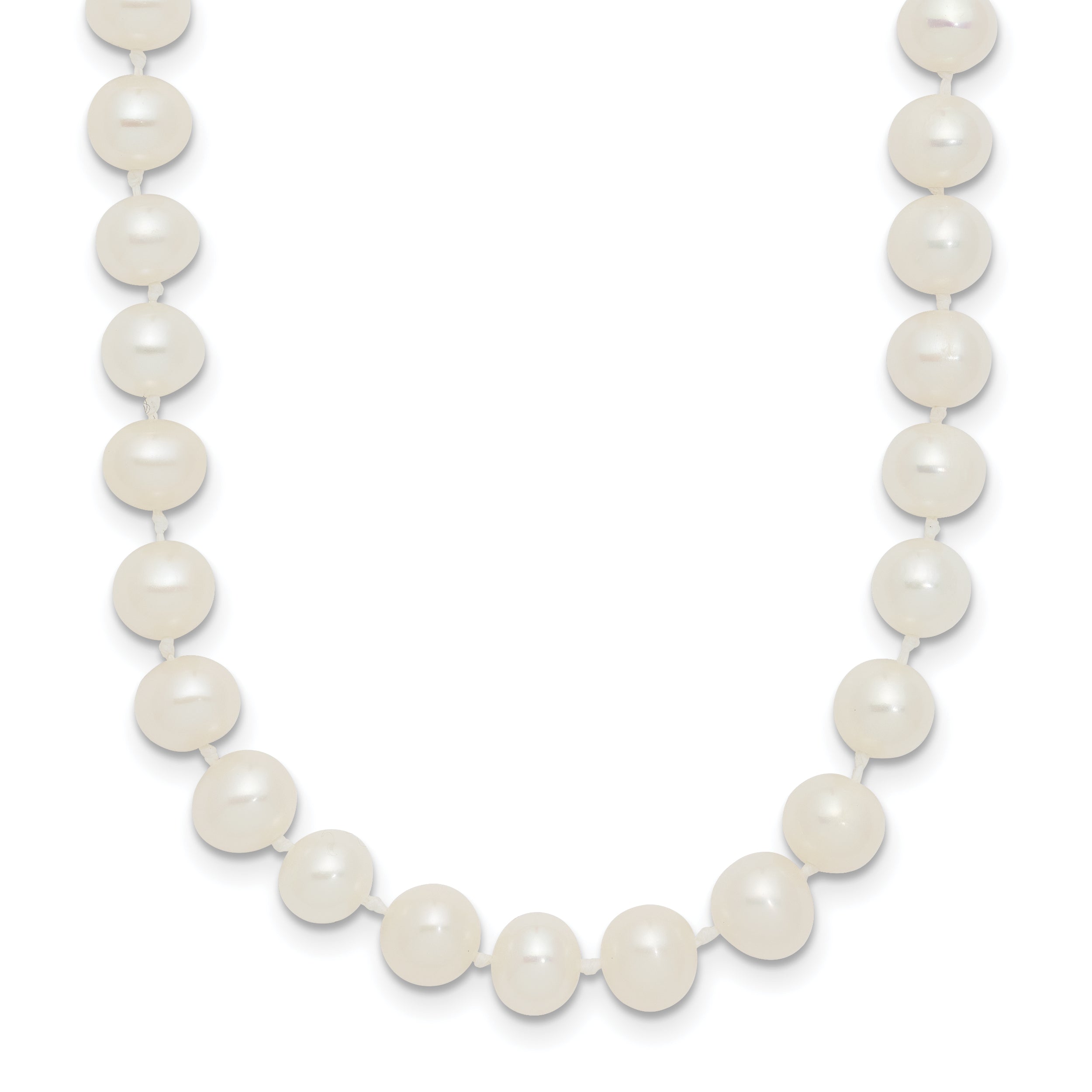 Sterling Silver Rhodium-plated 5-6mm White Near-Round Freshwater Cultured Pearl 28 inch Necklace