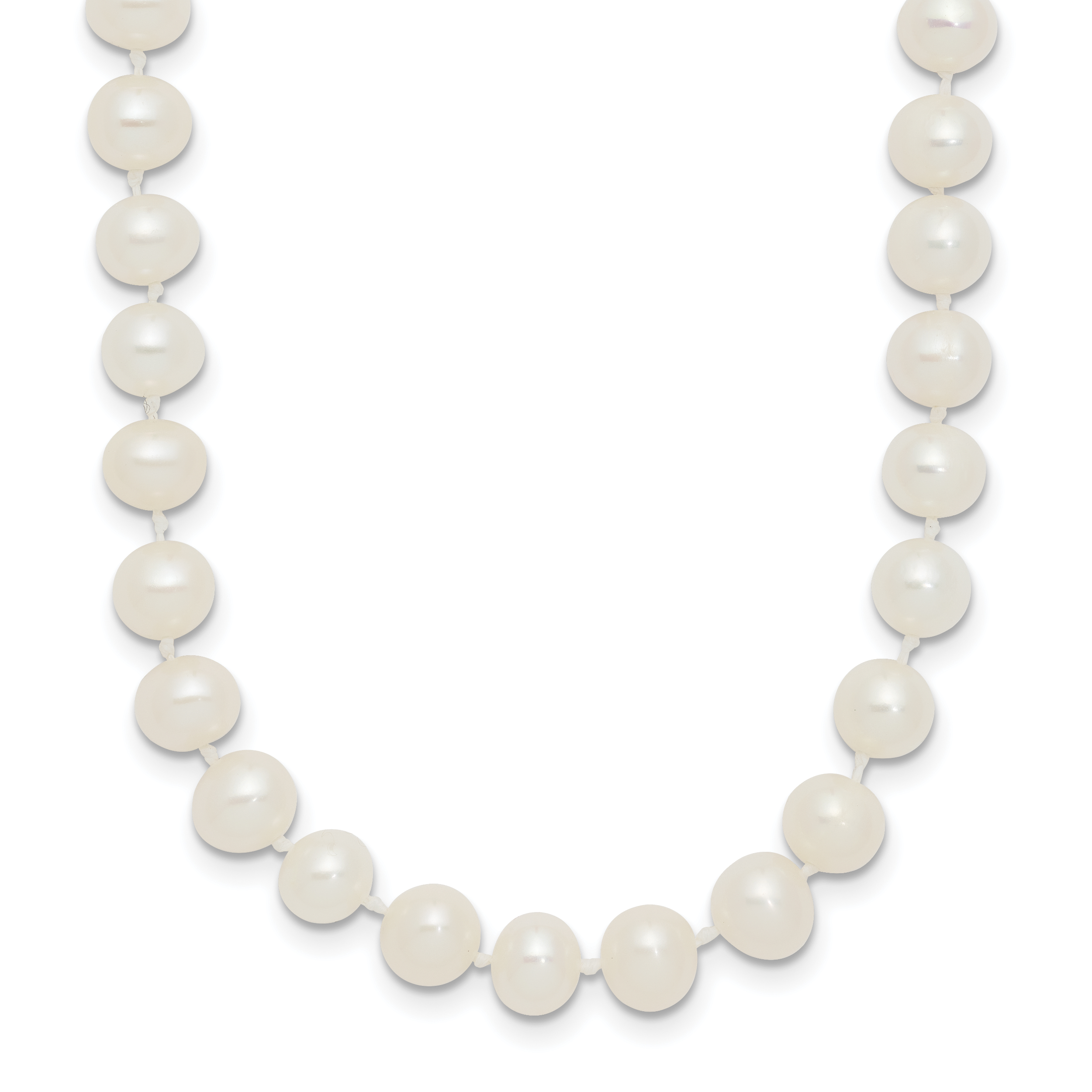 Sterling Silver Rhodium-plated 5-6mm White Near-Round Freshwater Cultured Pearl Necklace