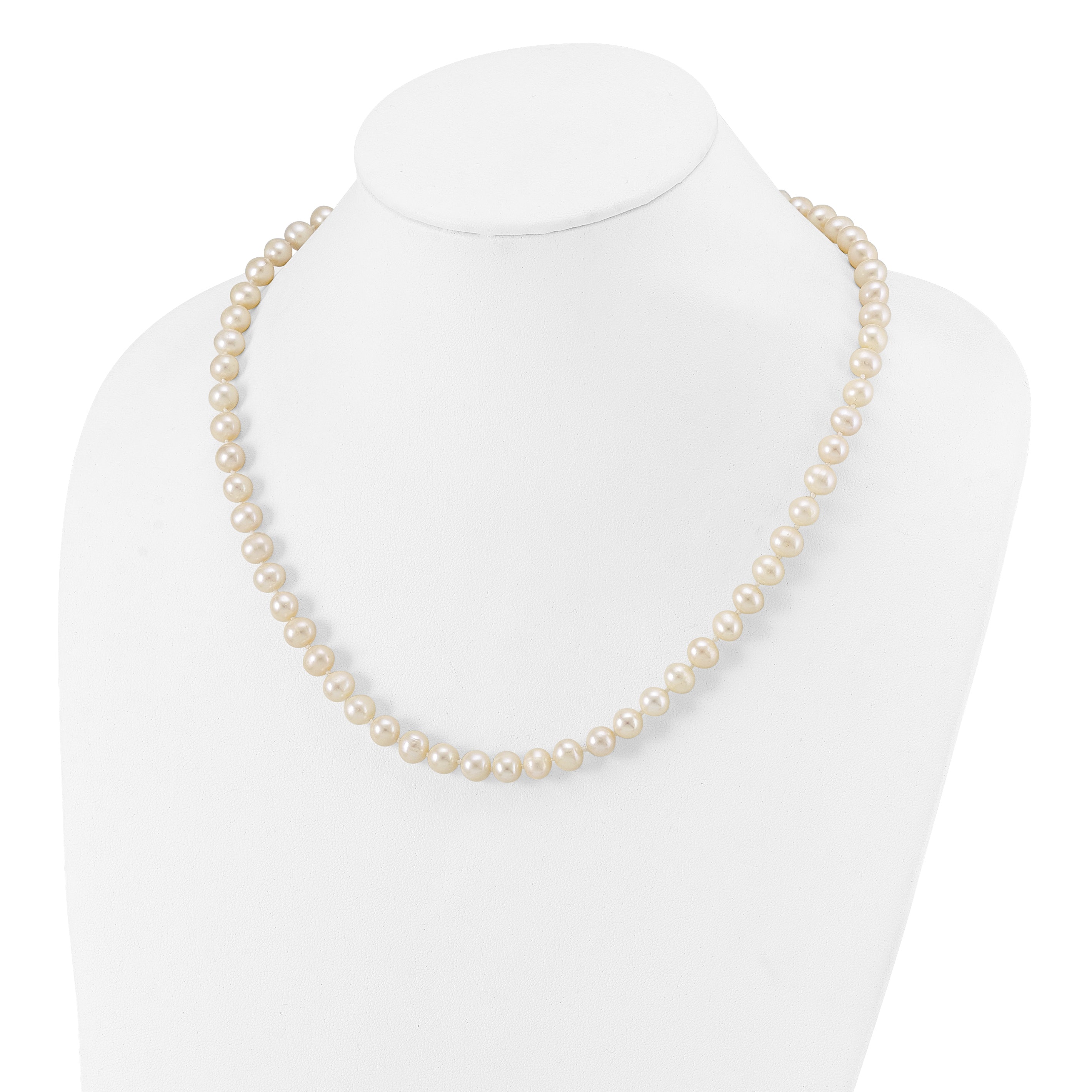 Sterling Silver Rhodium-plated 7-8mm White Near-Round Freshwater Cultured Pearl 20 inch Necklace