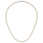 Sterling Silver Rhodium-plated 7-8mm White Near-Round Freshwater Cultured Pearl 28 inch Necklace