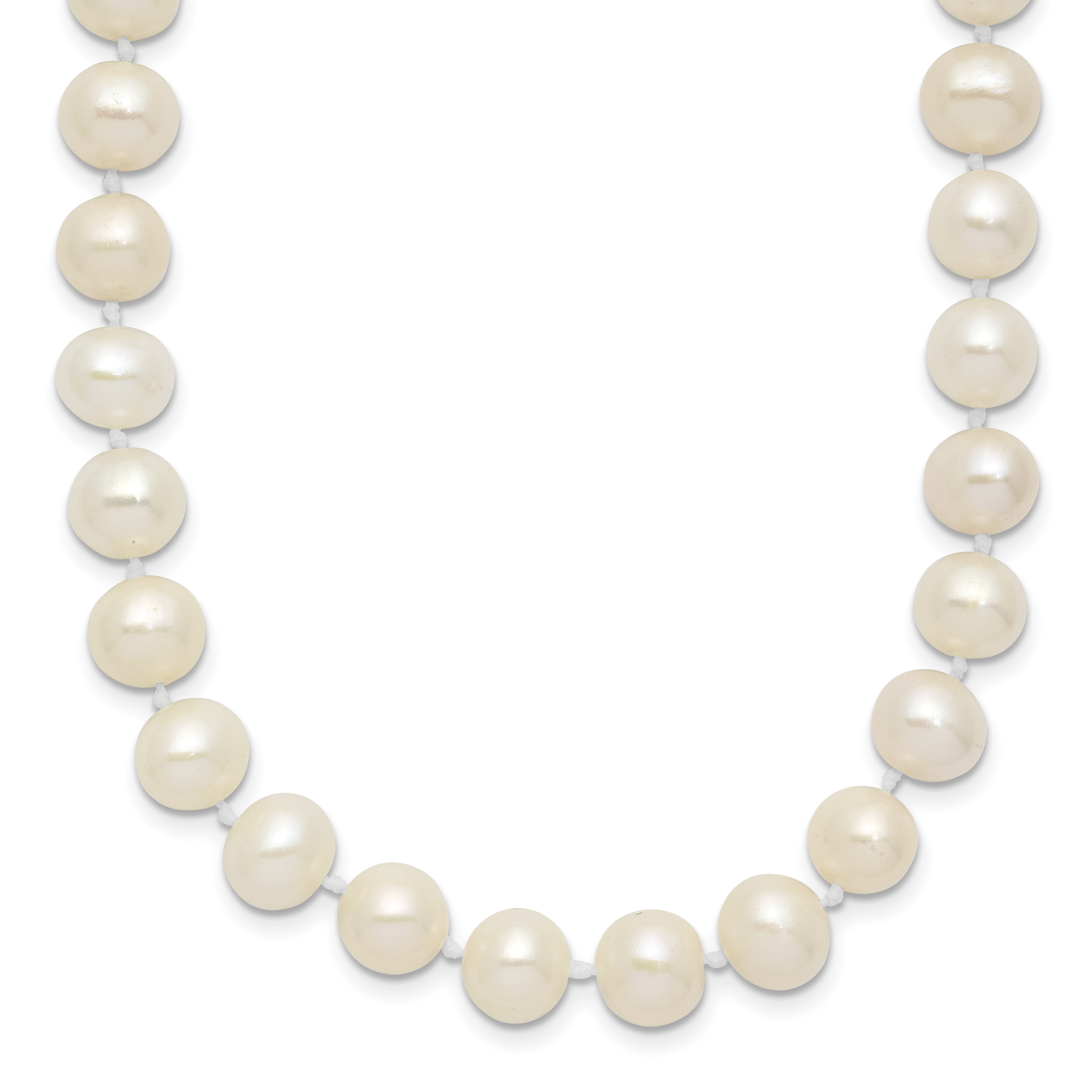 Sterling Silver Rhodium-plated 7-8mm White Near-Round Freshwater Cultured Pearl 28 inch Necklace