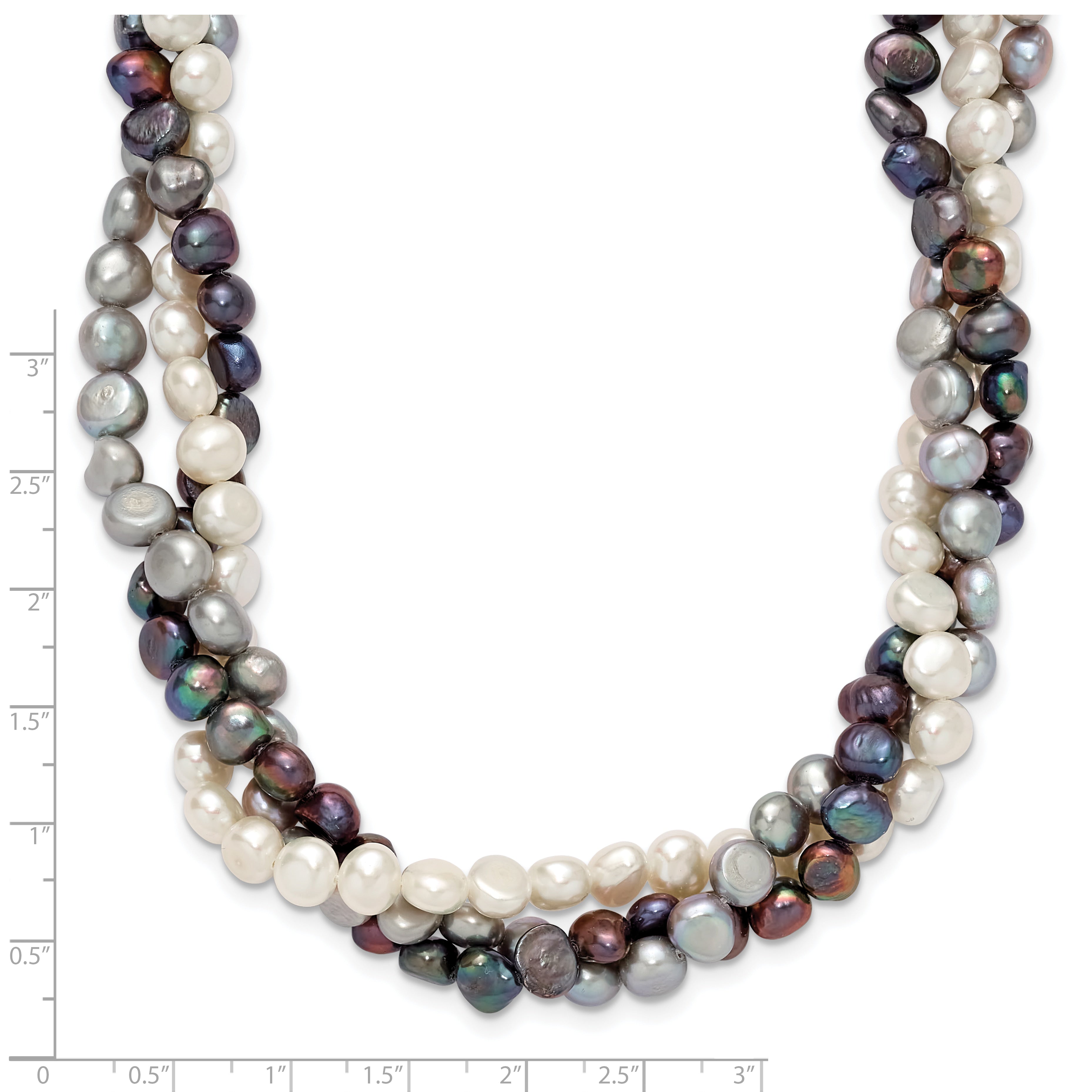 Sterling Silver Rhodium 5-6mm FWC Semi Round Pearl With 2in ext. Necklace