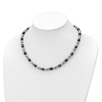 Sterling Silver Rhodium-plated 6-7mm Grey and Black Semi-Round Freshwater Cultured Pearl 18 inch Necklace and 7.25 Bracelet and 3-piece Button Post Earrings Set