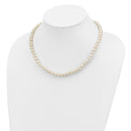 Sterling Silver Rhodium-plated 6-7mm White Semi-Round Freshwater Cultured Pearl 18 inch Necklace, 7.25 in Bracelet and Button Post Earrings Set
