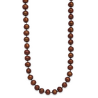 Sterling Silver Rhodium-plated 6-7mm Brown Near-Round Freshwater Cultured Pearl 24 inch Necklace