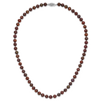 Sterling Silver Rhodium-plated 6-7mm Brown Near-Round Freshwater Cultured Pearl 18 inch Necklace
