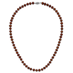 Sterling Silver Rhodium-plated 6-7mm Brown Near-Round Freshwater Cultured Pearl 20 inch Necklace