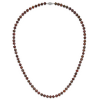 Sterling Silver Rhodium-plated 6-7mm Brown Near-Round Freshwater Cultured Pearl 24 inch Necklace