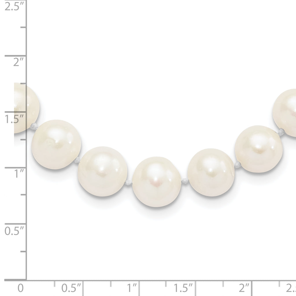 Sterling Silver Rhodium-plated 10-11mm White Near-Round Freshwater Cultured Pearl 24 inch Necklace