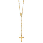 Sterling Silver Flash Gold-plated Polished Crucifix Rosary 18 inch Necklace