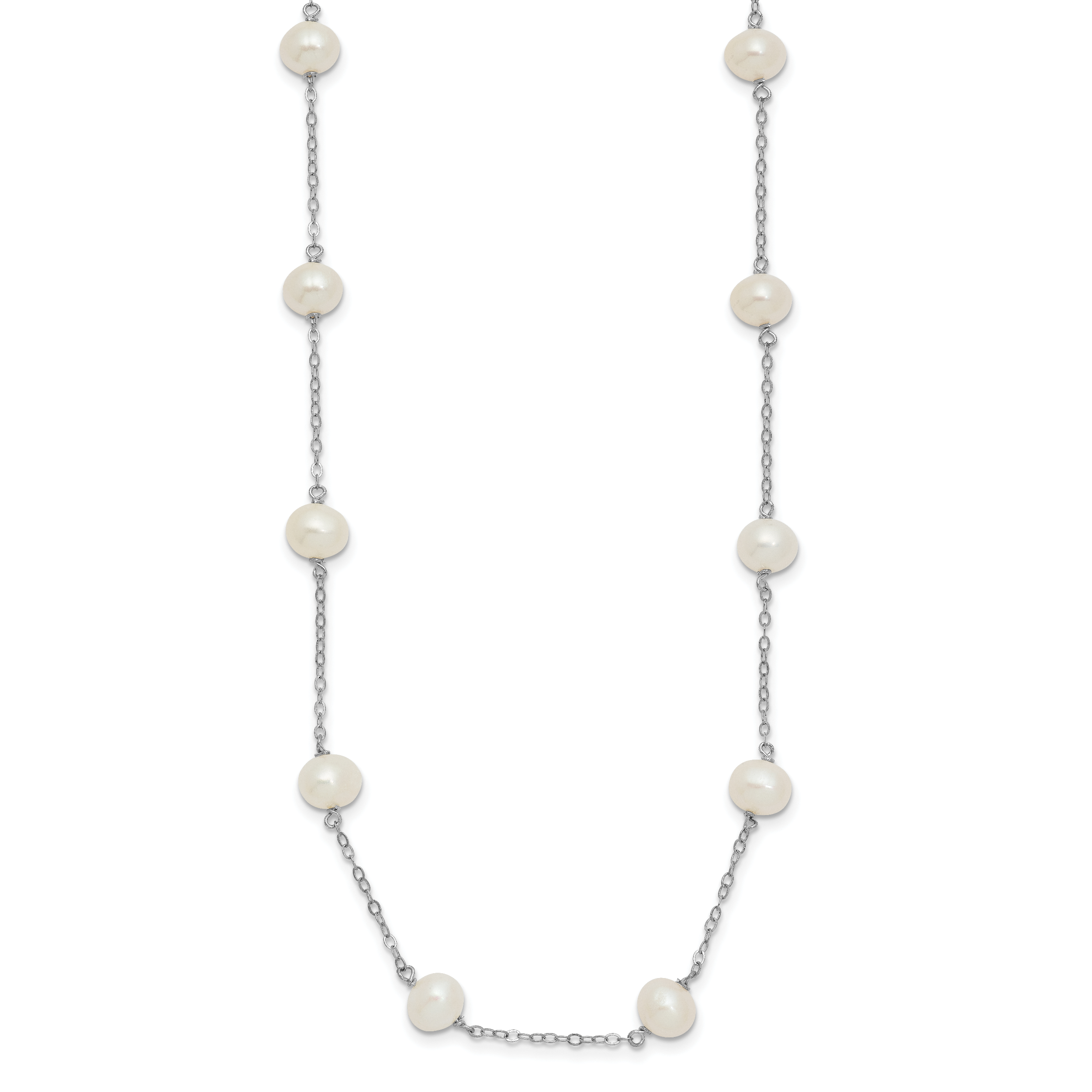 Sterling Silver White Freshwater Cultured Pearl Necklace 6-7mm Secondary image